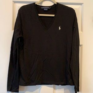 Ralph Lauren Sport long sleeve tee. Black vneck XL